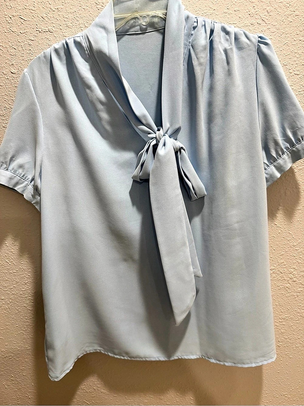 SHEIN Tie-Neck Blouse in Blue Size Large